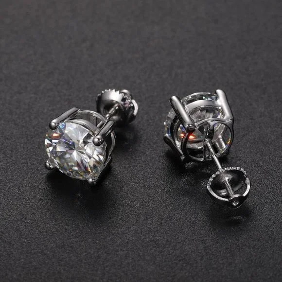 Certified 6ct. t.w. Moissanite Diamond Round Stud Earrings NEW A